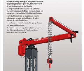 Manipulateur industriel "Quick Lift" pour l'aide à la manutention, équilibreur électrique, préhenseurs, 