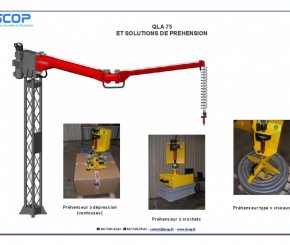 Quick Lift Arm 75 équipé d'un changeur rapide de préhenseurs pour l'aide à la manutention